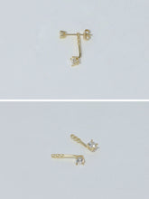 S925 Sterling Silver French Hollow Double-Diamond Stud Earrings